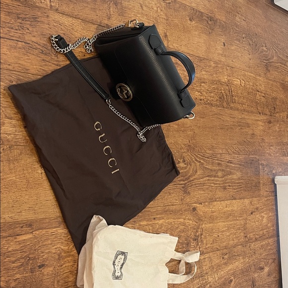GUCCI Dollar Calfskin Interlocking
GG Top Handle Shoulder Bag Black authentic - Picture 13 of 16